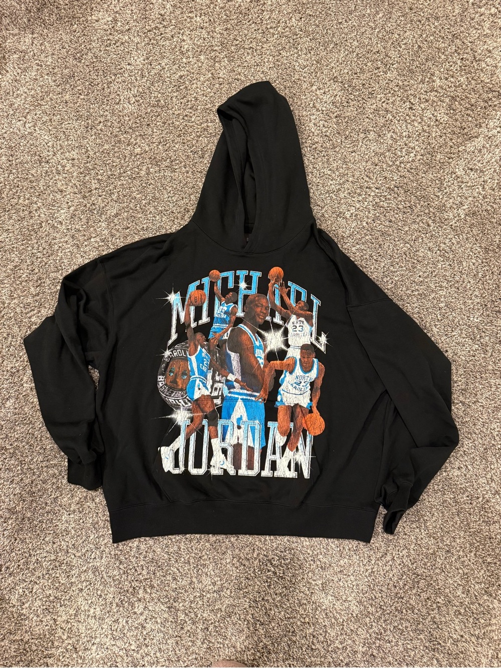 Nike Jordan Retro Michael Jordan UNC Basketball Hoodie Black Size Large NWT